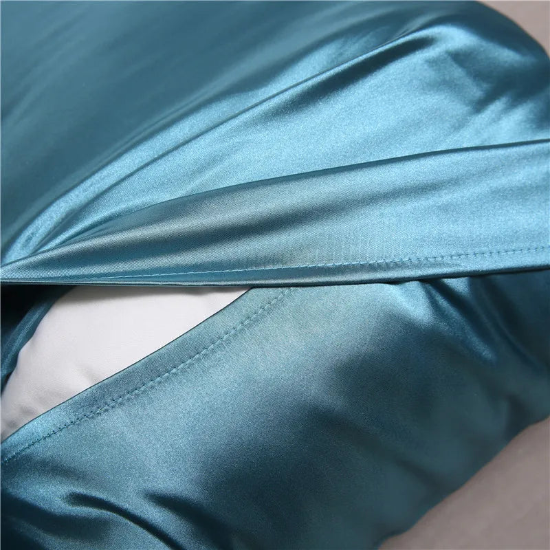 Egyptian Teal Silk Pillow Cover